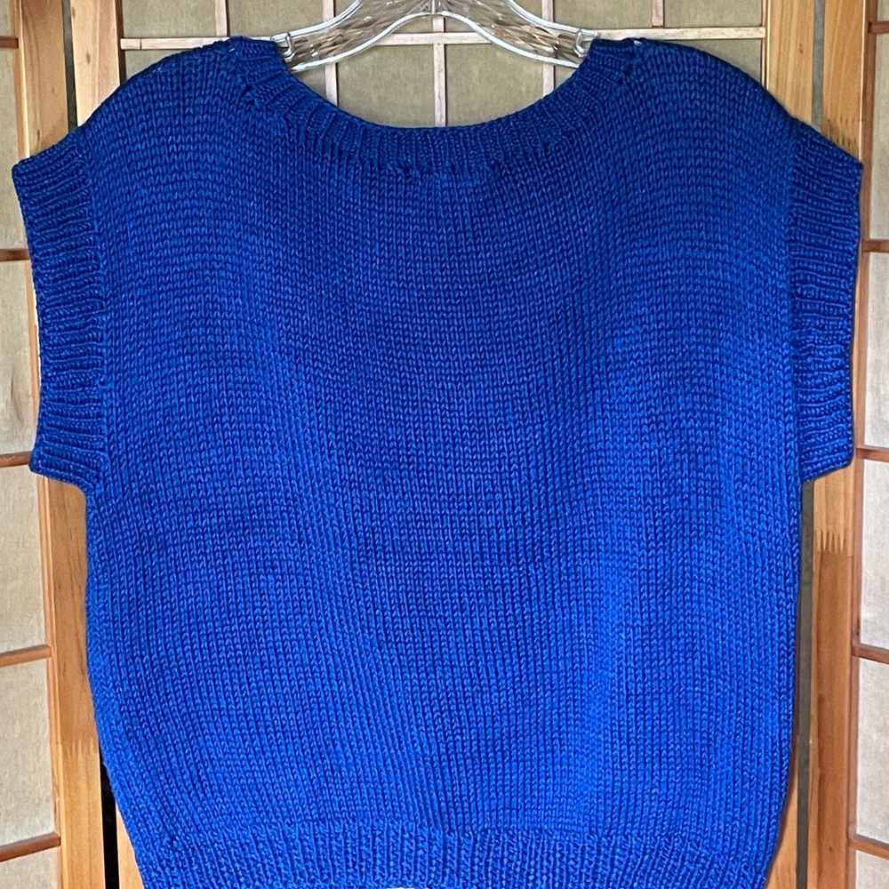 Vintage John Meyer Knit Sweater Vest Royal Blue Geometric Pattern Sweater Vest - Picture 3 of 9